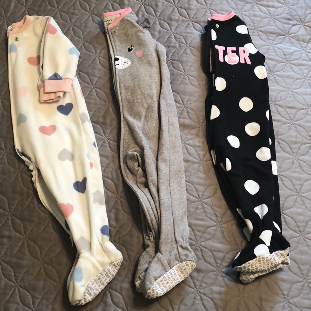 Bundle of 3 Carter’s fleece PJs - 12 mo